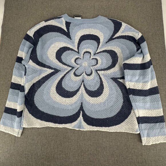 NEW! Just Polly‎ Knit Sweater Blue & White $49  Plus 3X Stripes Abstract Flower - Picture 10 of 12